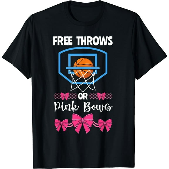 Basketball Gender Reveal Party Free Throws Or Pink Bows T-Shirt