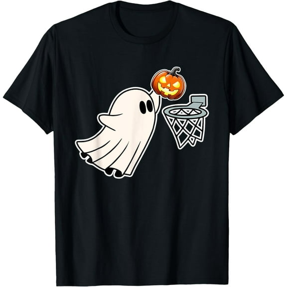 Basketball Ghost Slam Dunk Pumpkin Funny Halloween Costume T-Shirt