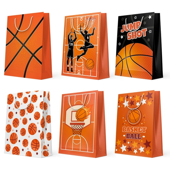 Basketball Gift Bags, 24 Pcs Basketball Gifts Paper Bag Set - Basketball Treat Bags, Basketball Party Bags & Basketball Goody Bags for Basketball Party Decorations & Basketball Birthday Decorations