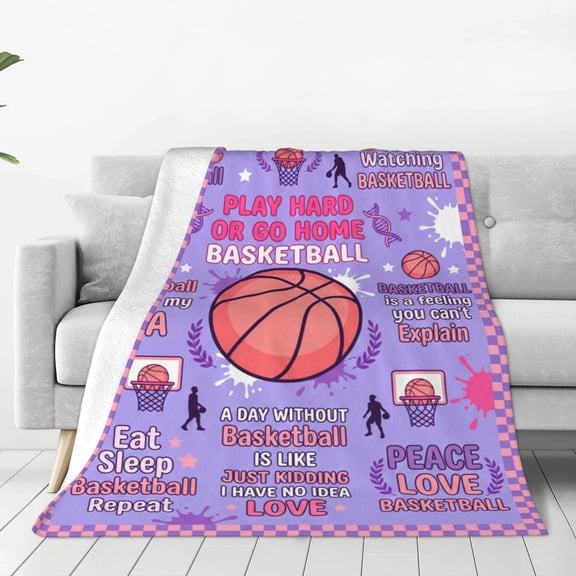 Basketball Gift Blanket for Boys and Girls Ages 8 to 16, Basketball Gifts for Lovers and Players, Gifts for Men and Coaches, Soft Throw Blanket 50x40