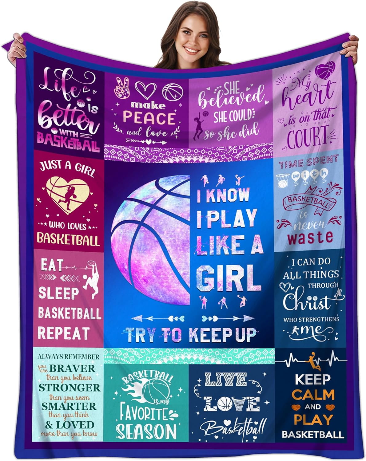 Basketball Gifts Blanket for Girls Women Ultra Soft Flannel Basketball Throw Blanket Merch Sport Basketball Gifts for Basketball Team Lovers Stuff 50x60