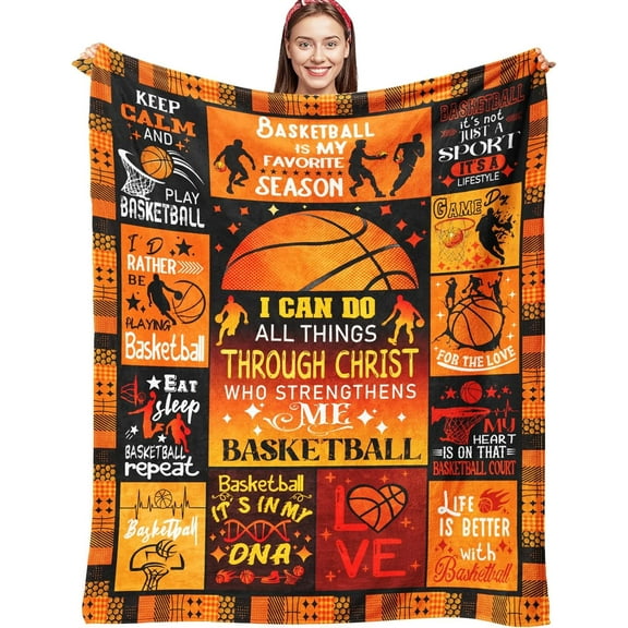 Basketball Gifts for Boys Girls Basketball Blanket Ultra Soft Flannel Basketball Throw Blanket Basketball Lover Best Basketball Gifts Blankets for Men Women Adults Kids 50"X40"