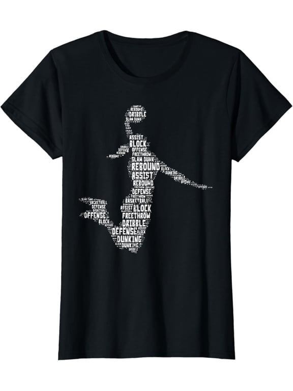 Basketball Girl Dunk Words Player Women Girls Teen Graphic T-Shirt