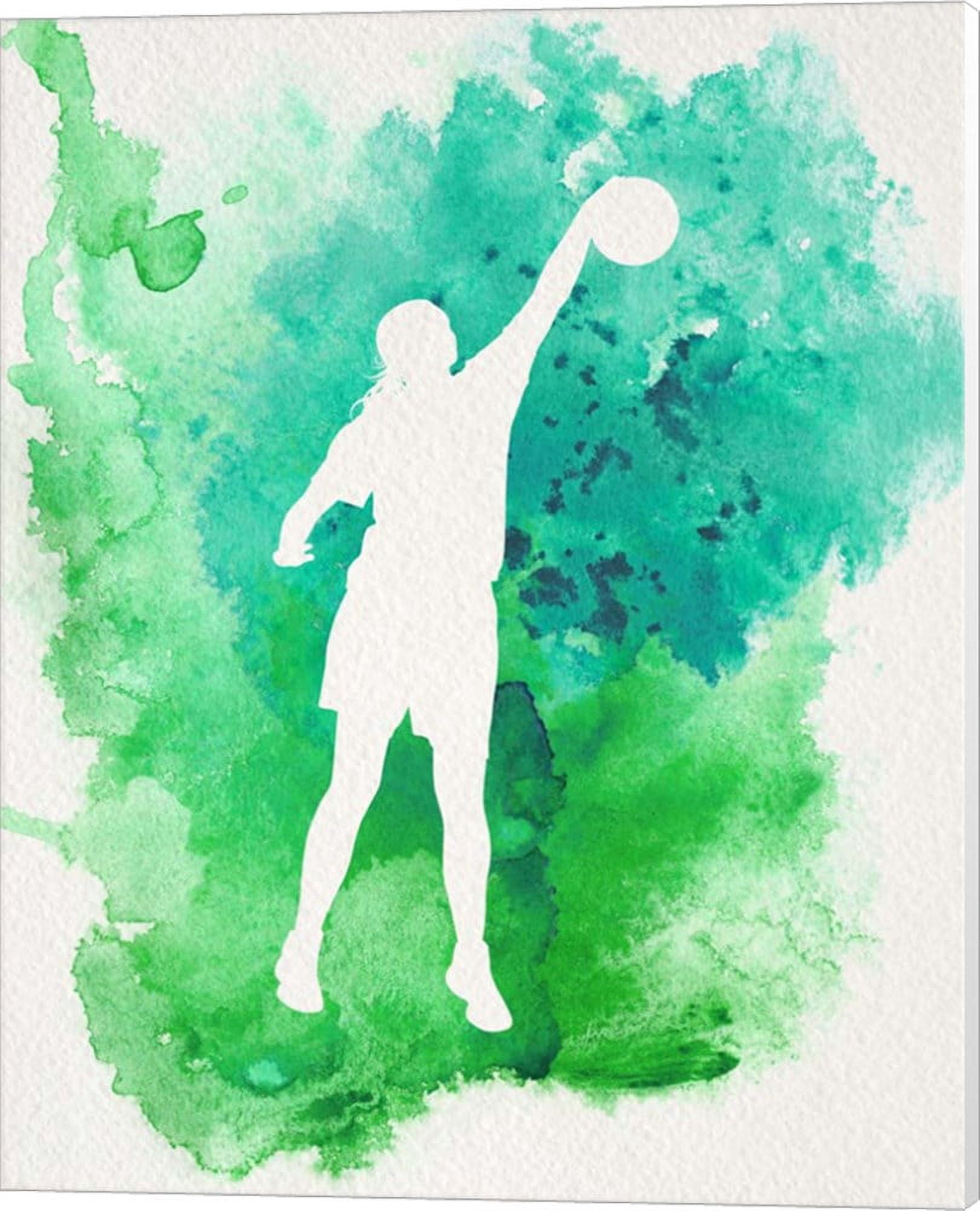 Basketball Girl Watercolor Silhouette Inverted Part I by Sports