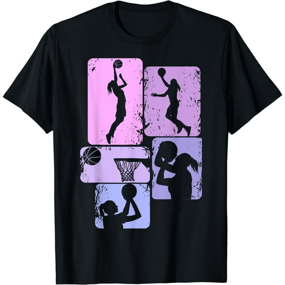 Basketball Girl Women Girls Kids T-Shirt Black 3X-Large