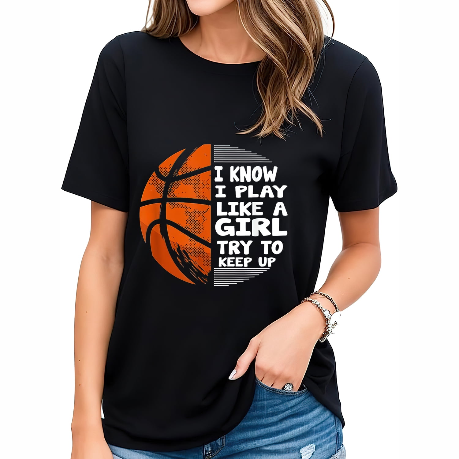 I Know I Play Like A Girl Basketball Tshirt - Try To Keep Up I Know I Play Like A Girl Basketball Tshirt - Try To Keep Up