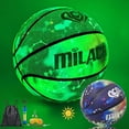 thumbnail image 1 of Basketball, Glow in the Dark Basketball, Glowing Composite Leather Luminous Basketball Gift for Youth, Men, Women, Indoor-Outdoor Night Basketball Size 7(29.5") / 6(28.5") / 5 (27.5") with Pump, 1 of 6