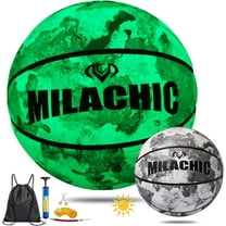 Basketball Glow in The Dark, Glowing Leather Green Light up Basketball Gift for Boys, Girls, Men, Women Indoor-Outdoor Night Basketball Game with Pump (Size 5/6/ 7)