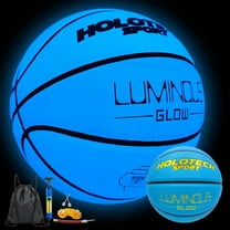 Basketball Glow in The Dark, Cool Glowing Indoor Outdoor Luminous Leather Basketball Size 5, 6, 7 for Men Women Boys Girls(with Pump)
