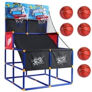 Basketball Hoop for Kids, Arcade Basketball Game Set 2 Player, Outdoor Indoor Basketball Hoop with 6 Balls with Pump, Basketball Goal for Children Toddlers, Sports Toys for 3-6 Year Old Boys Girls