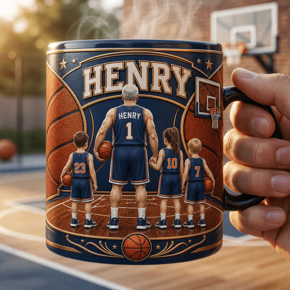 Basketball Grandpa Magic Mug Personalized with Grandkids Jerseys Custom Name Gift