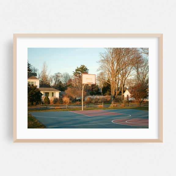 Basketball, Greenport - Greenport New York Photography Oak Framed Wall Art Print 24 x 36 inches