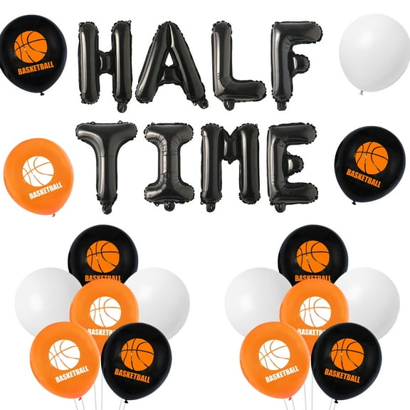 Basketball Half Birthday Decorations Half Time Basketball Foil Balloons Orange Black and White Latex Balloons 6 Months Birthday Decorations for Boys Sport Themed Birthday Party Decor Supplies