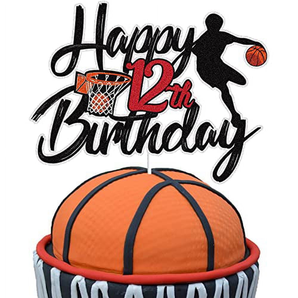 Basketball Happy 12th Birthday Cake Topper 12 Twelve Years Old ...