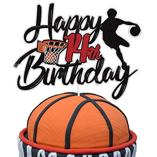 Basketball Happy 14th Birthday Cake Topper 14 Fourteen Years Old