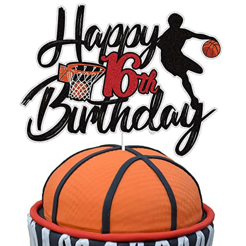 Basketball Happy 16th Birthday Cake Topper 16 Sixteen Years Old ...