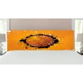thumbnail image 1 of Basketball Headboard, Basketball and Paint Splashes on Abstract Grungy Background Sport Theme Print, Upholstered Decorative Metal Bed Headboard with Memory Foam, King Size, Orange Black, by Ambesonne, 1 of 4