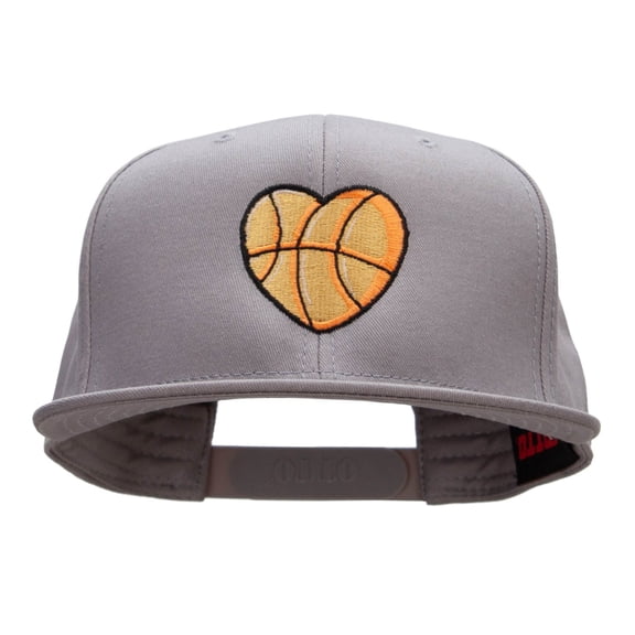 Basketball Heart Embroidered Prostyle Snapback - Grey OSFM