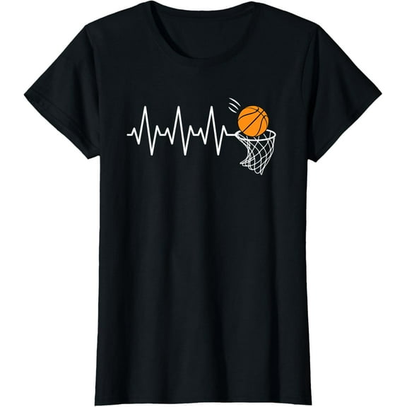 Basketball Heartbeat Basketball Lover T-Shirt Men women T-shirt black, gift. Sizes: S, M,L, XL, 2XL, 3XL, 4XL