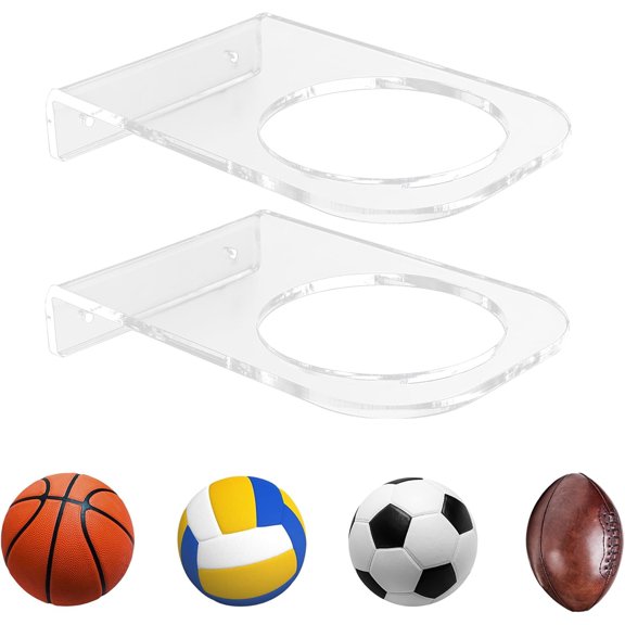 Basketball Holder Wall Mount, Acrylic Football Display Rack, Clear Ball Storage Hanger Wall Mount, for Football, Basketball, Volleyball, Rugby and Soccer