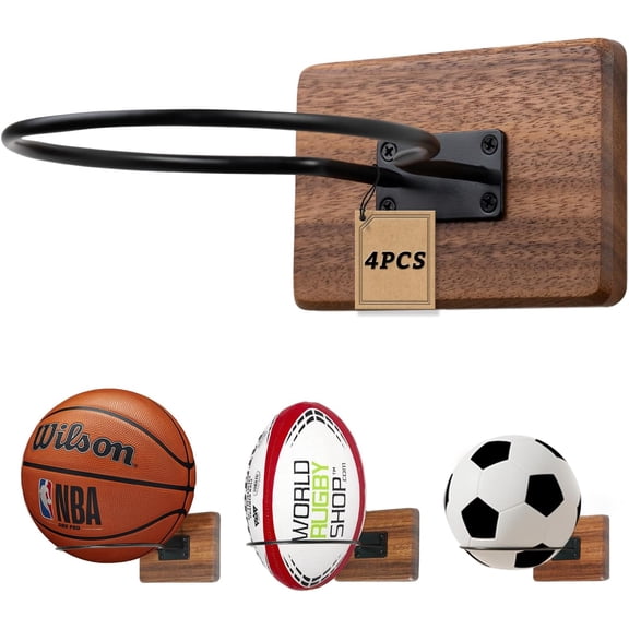 Basketball Holder Wall Mount, Solid  Ball Holder for Storage Soccer Volleyball Football Autograph Ball , Basketball Rack Display for Boys  Accessories Organizer & Wall Decor