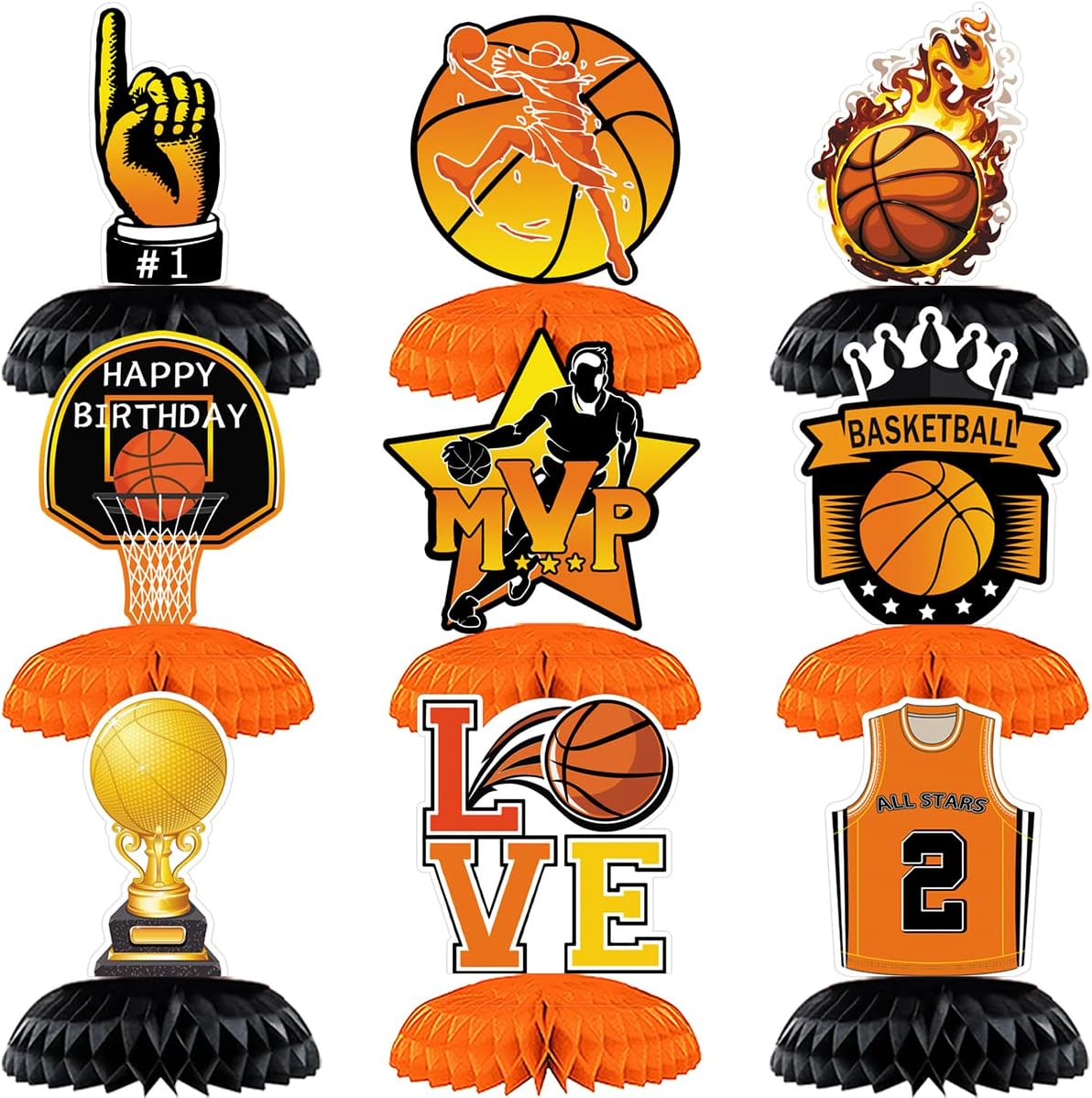 Basketball Centerpieces 3D Table Decorations for Boys