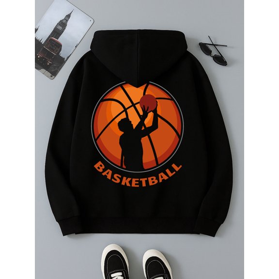 Basketball Hoody funny hoodies games for men long sleeve black Casual Solid Basic Hooded Sweatshirt Streetwear For Winter Fall, As Gifts autumn gift fun funny Basic Unisex hoodie