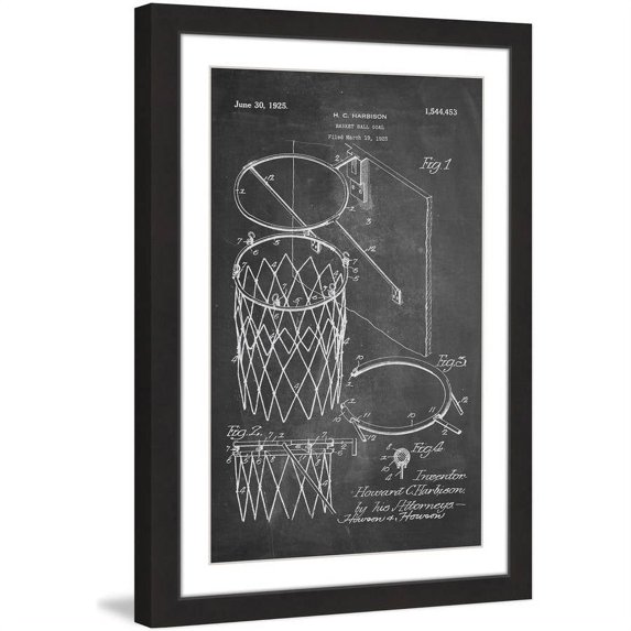 "Basketball Hoop 1925 Chalk" Framed Painting Print