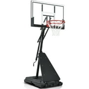 Basketball Hoop 44 Inch Backboard Portable Basketball Hoop Outdoor,5.3-10ft Stepless Regulation Crank Adjust Basketball Goal System
