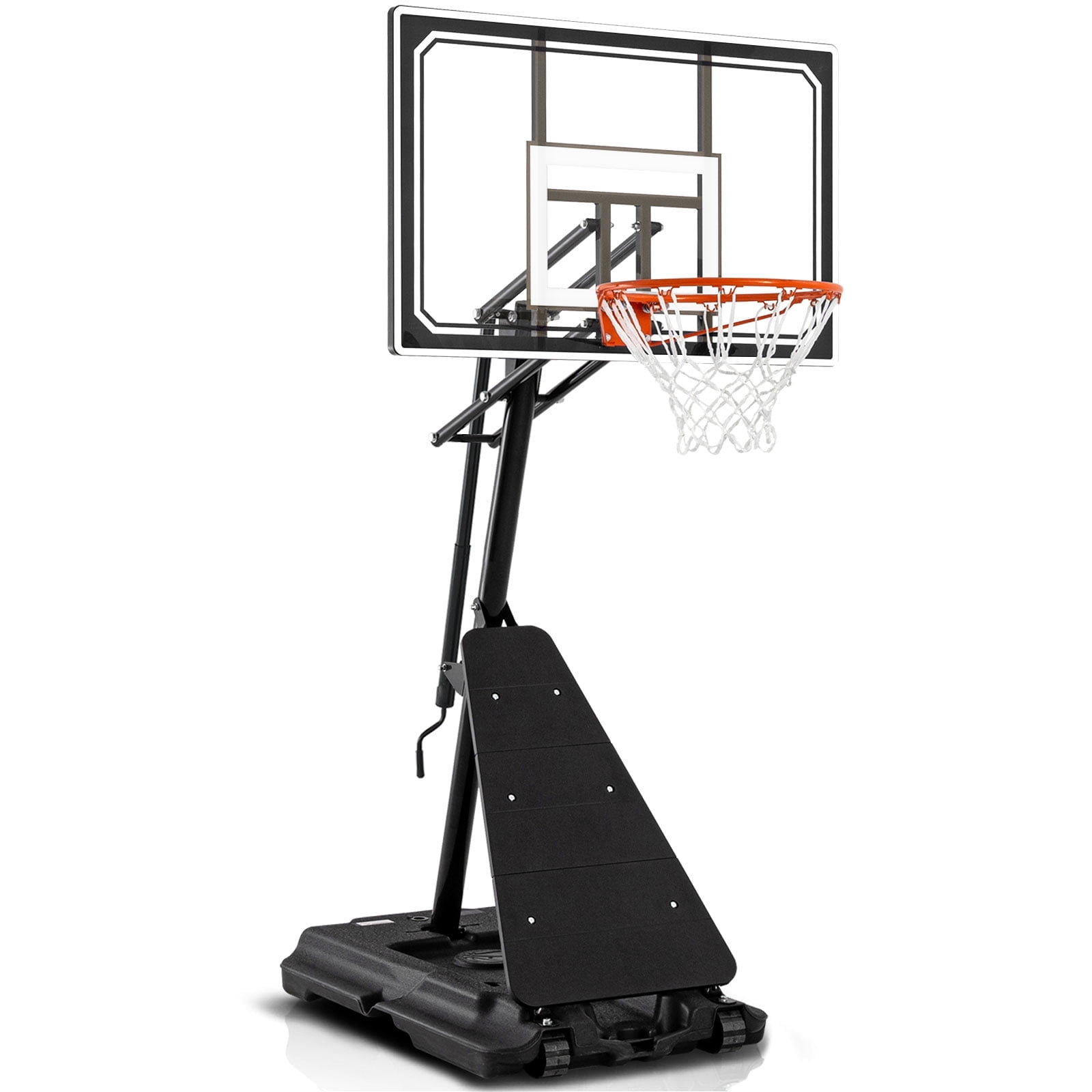 Basketball Hoop 44 Inch Backboard Portable Basketball Hoop Outdoor,5.3-10ft Stepless Regulation Crank Adjust Basketball Goal System