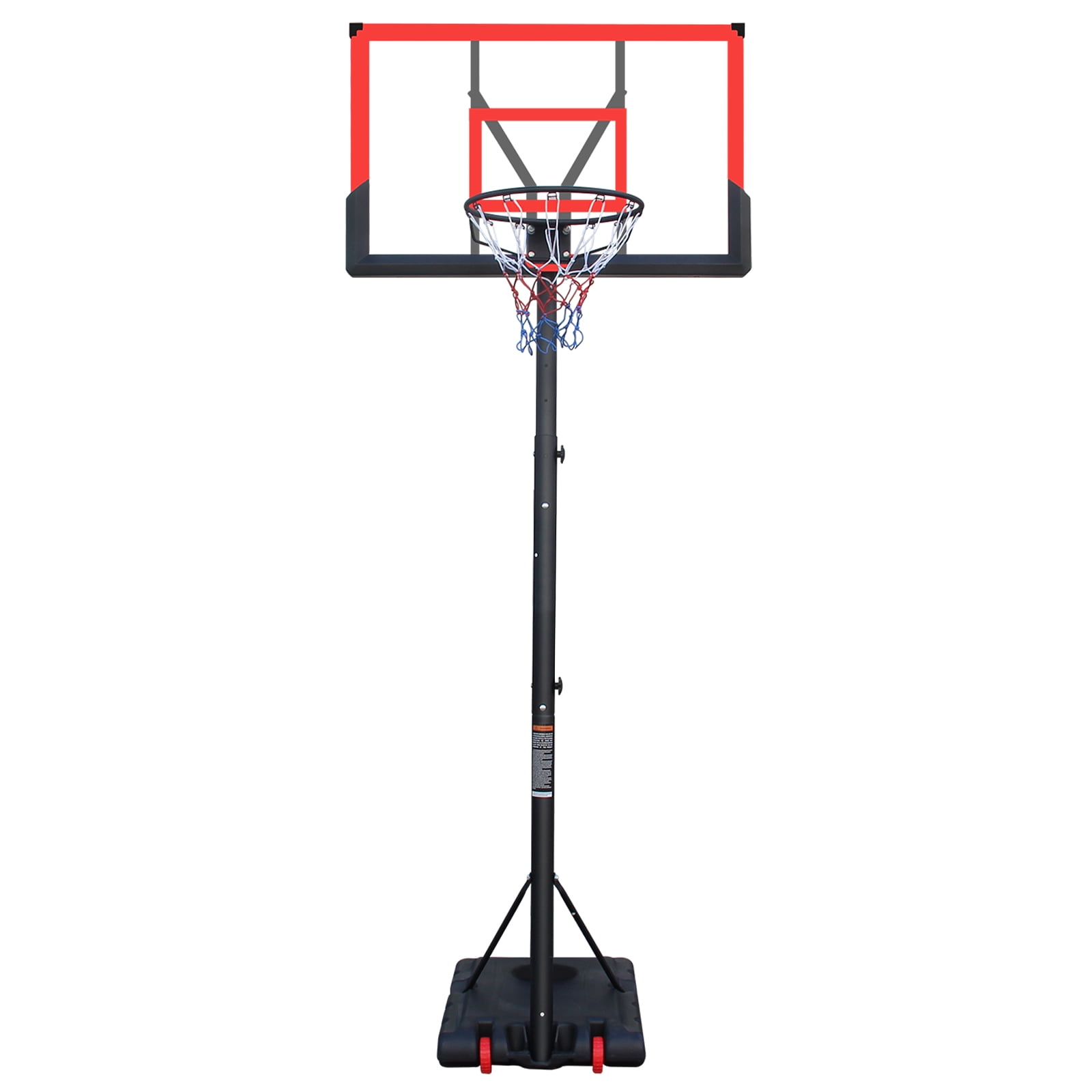 Basketball Hoop 5.73-10FT Height Adjustable Portable Basketball Goal for Indoor Outdoor Basketball Stand 44in Backboard with Wheels, Red
