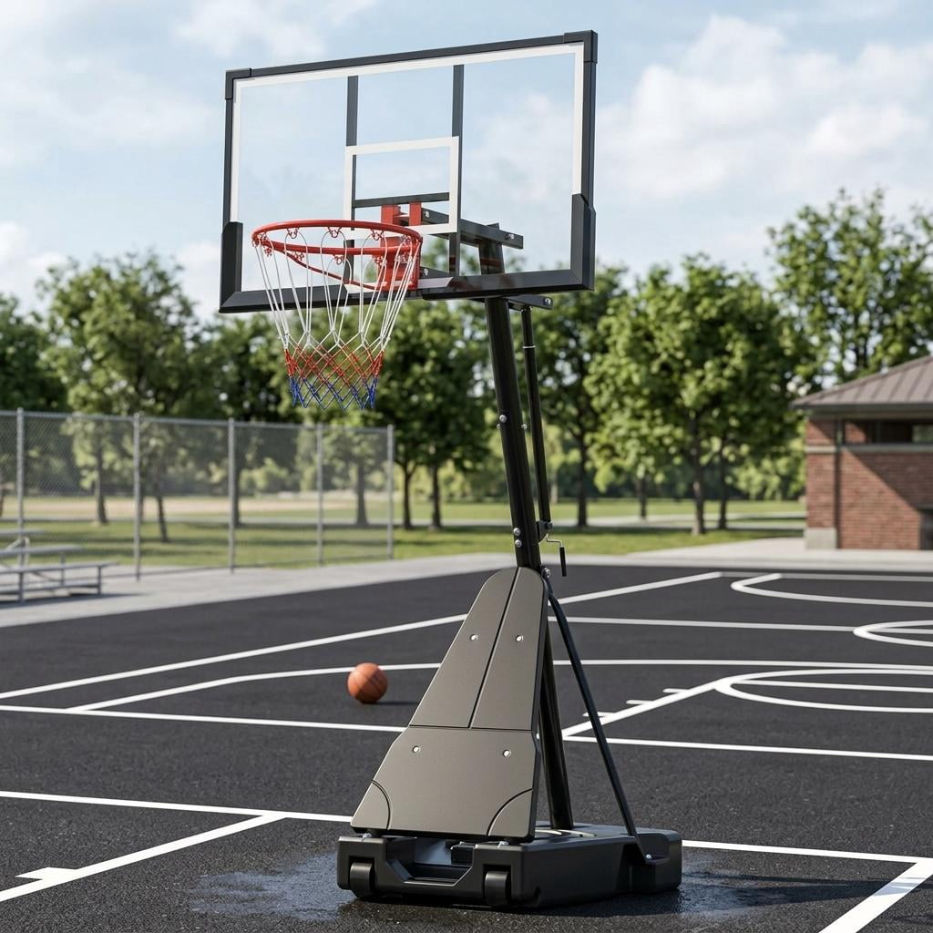 Basketball Hoop, 52&54IN Backboard Portable Basketball Goal System, 4.9-10FT Hand-Crank Adjustable Basketball Hoops Outdoor