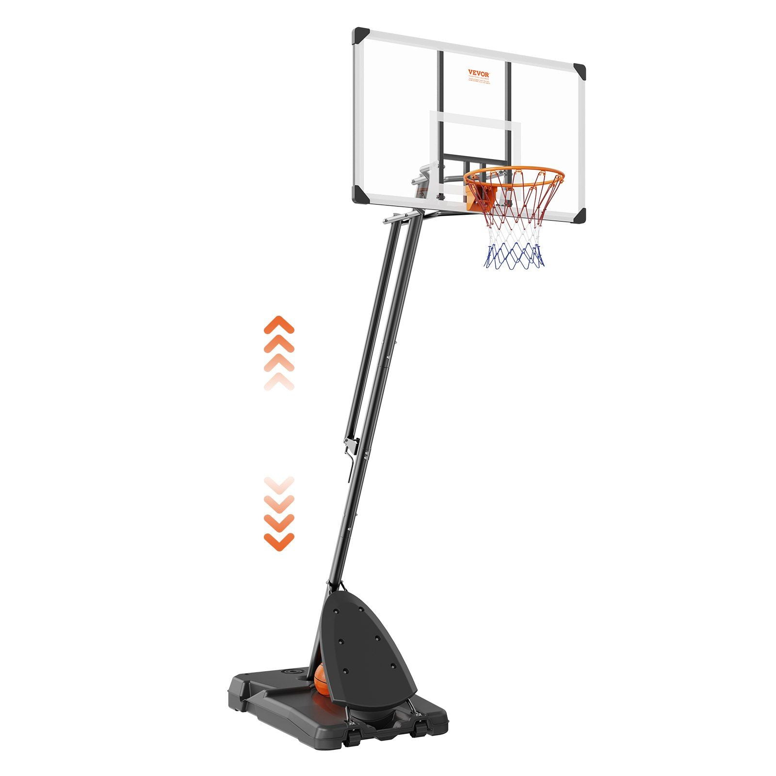 Adjustable Height Portable Multicolor Basketball Hoop with Fillable Base