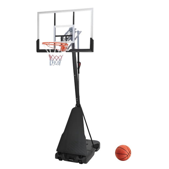 Basketball HoopAdjustable Portable 5.2-10ft Stepless Regulation Crank Adjust Basketball Goal System, 47in Impact Resistant Backboard Goal System for Adults Driveway Backyard Pool
