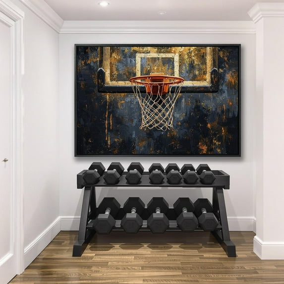 Basketball Hoop Art, Modern Sports Print, Motivational Wall Art, Man Cave Decor, Urban Artwork, Ready to Hang Gift Poster Decor, Size 16x24 UNFFRAMED F03.1.8l2814