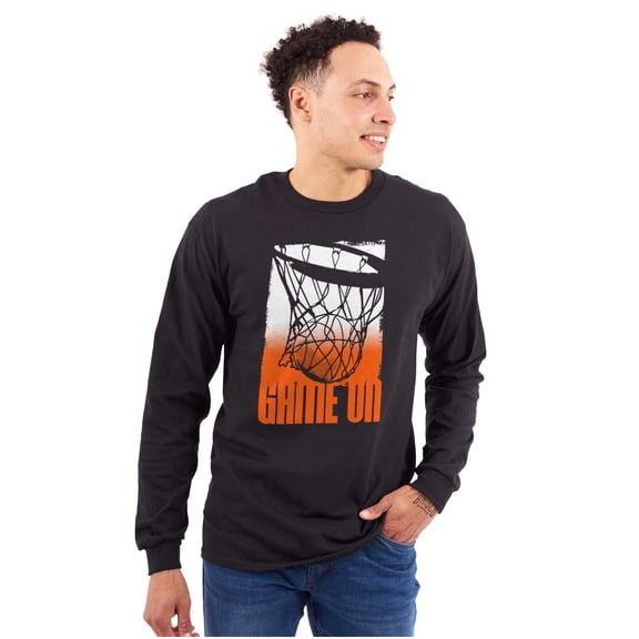 Basketball Hoop Athlete Game On Men's Long Sleeve Tee T Shirt Brisco Brands M