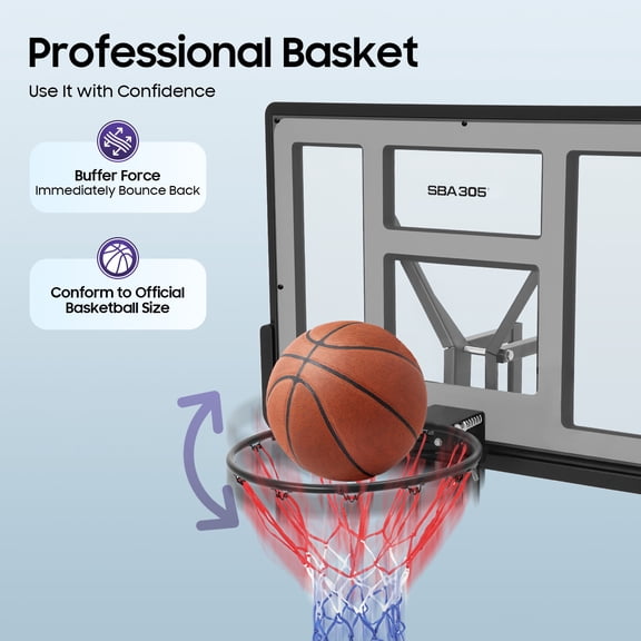 Basketball Hoop In-Ground 44" Shatterproof Backboard Adjustable System Outdoor
