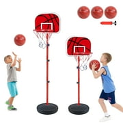 SaveJoy Kids Basketball Hoop with Stand, Adjustable Height Hoop for Age 2-5-8, Height 3.45-5.87 ft, Kids Outdoor Toys