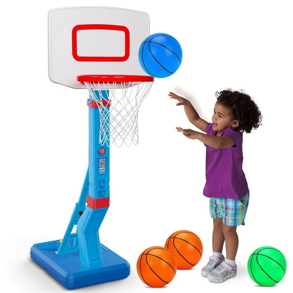 Basketball Hoop Indoor for Toddler, Adjustable Portable Basketball Hoop Set, Poolside Outdoor Backyard Outside Basketball Game Toy for Kids Age 2 3 4 5 6 7 8