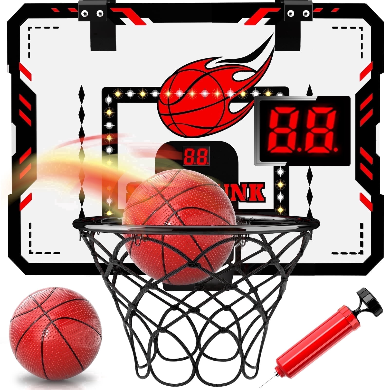 MAVOLIO Indoor Mini Basketball Hoop for Kids, over the door Toddler Basketball Toy with LED Scoring, Ideal Birthday Gift for Kids Boys 3-12