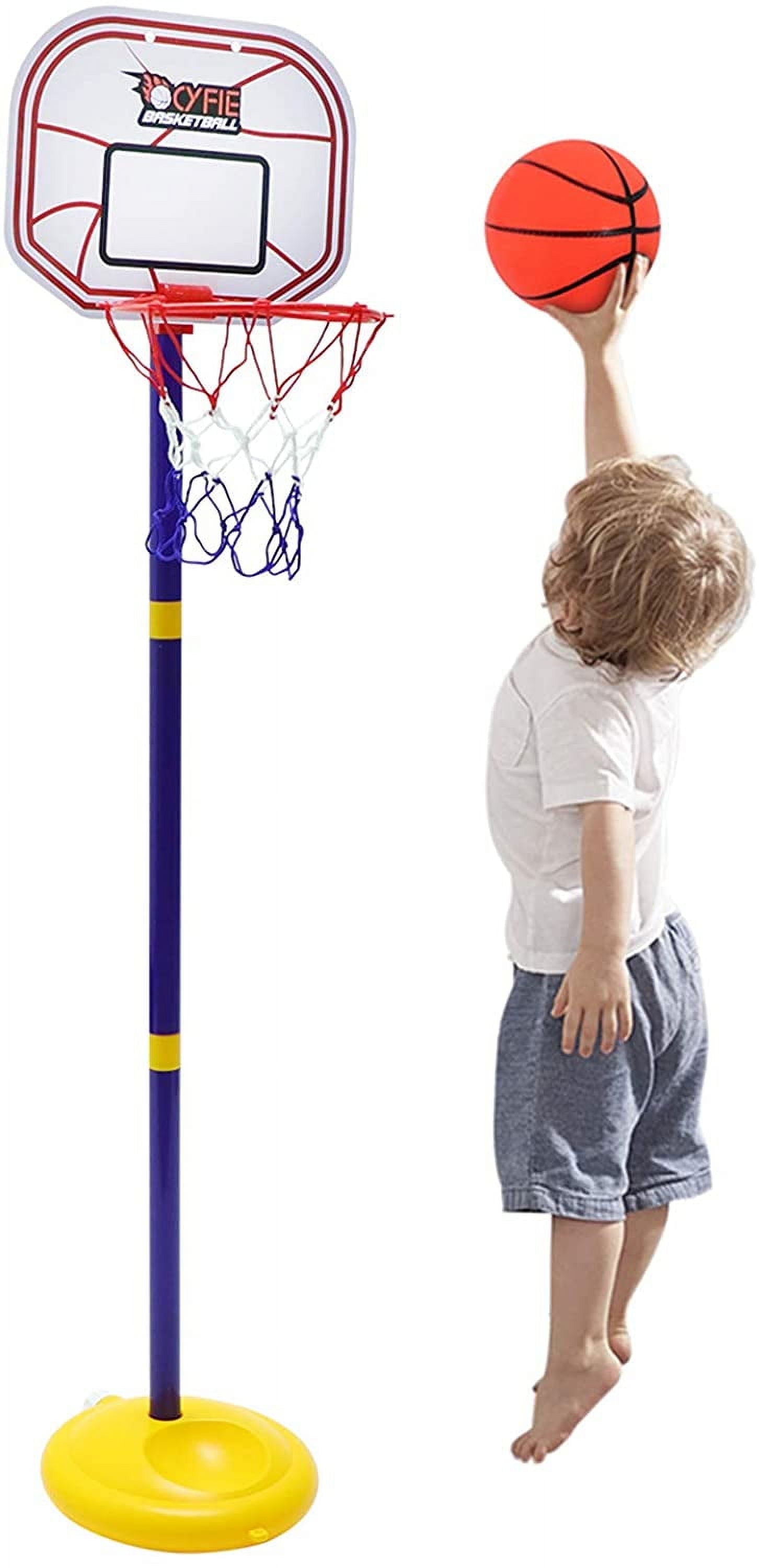 Basketball Hoop for Kids Toddler, Stand Adjustable Height 2.26-3.48 ft Mini Indoors Outdoors Basketball Goal Toy Game Play Sport with Ball and Pump for Boys and Girls Cyfie