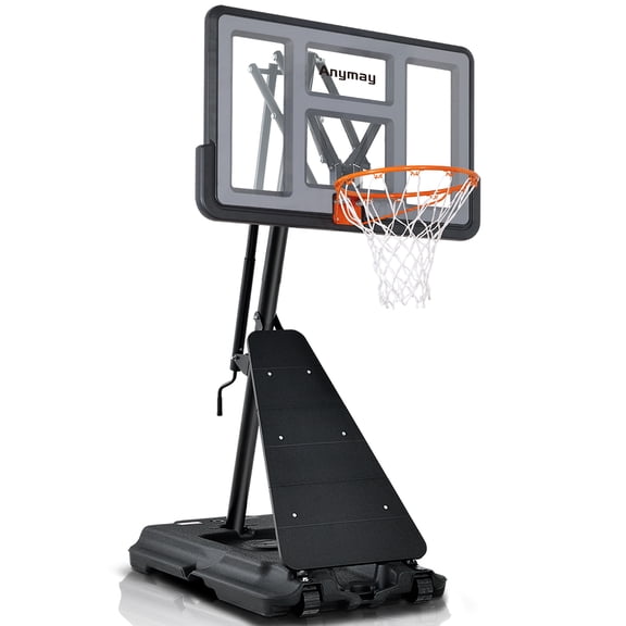 Basketball Hoop Outdoor 44-48Inch Impact Backboard, 5.3-10FT Height Adjustable Basketball Hoop Goal System with Portable Wheels for Adults