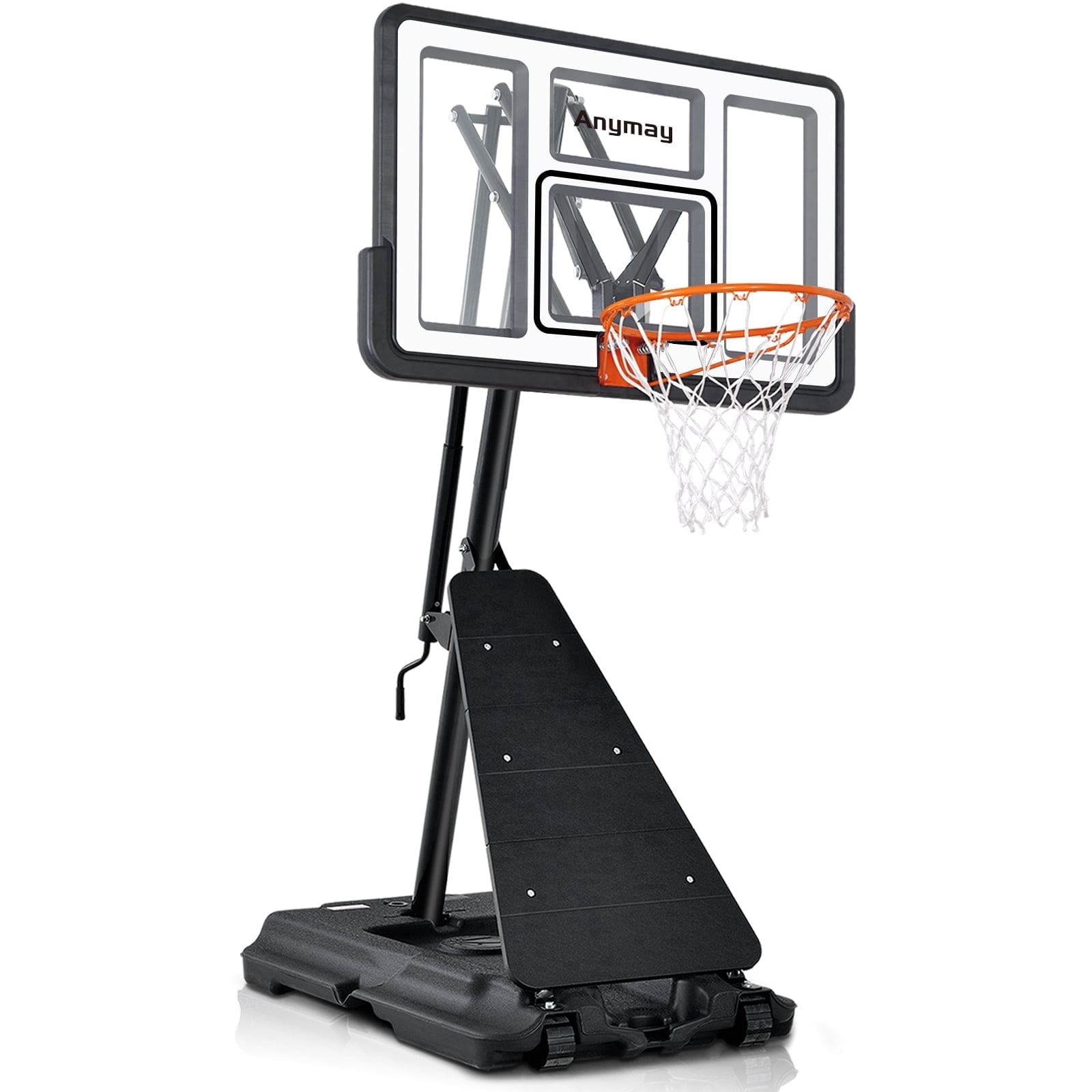 Basketball Hoop Outdoor 44-48Inch Impact Backboard, 5.3-10FT Height Adjustable Basketball Hoop Goal System with Portable Wheels for Adults