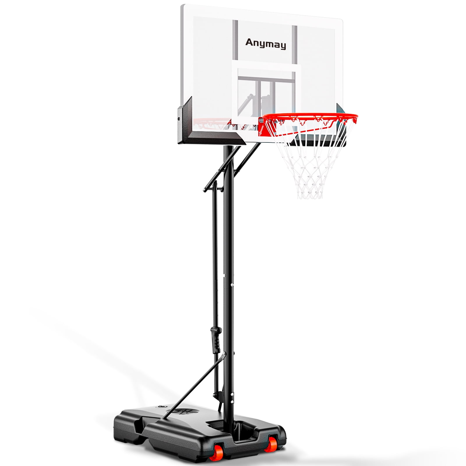 Basketball Hoop Outdoor 44 Inch Shatterproof Backboard 4.8-10ft Height Adjustable Portable Basketball Hoop Goal System for Kids Youth Adults Play in Backyard/Courts/Indoor