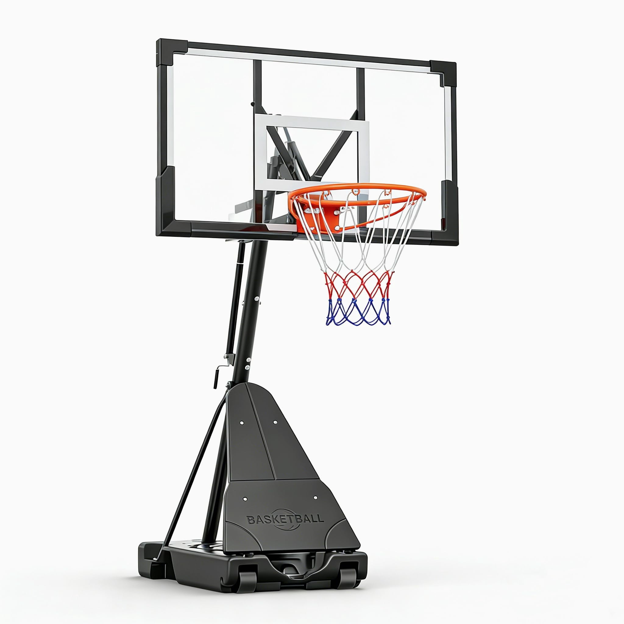 Basketball Hoop Outdoor 44 Inch Shatterproof PC Backboard, 4.92-10FT Stepless Adjustable Height, Portable Basketball Hoop with Wheels for Backyard, Driveway and Court