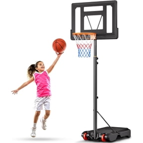 Basketball Hoop Outdoor, 5.08-7 FT Adjustable Height, 32Inch Portable Basketball Hoop for in Backyard, Driveway, Indoor, Shatterproof PC Backboard
