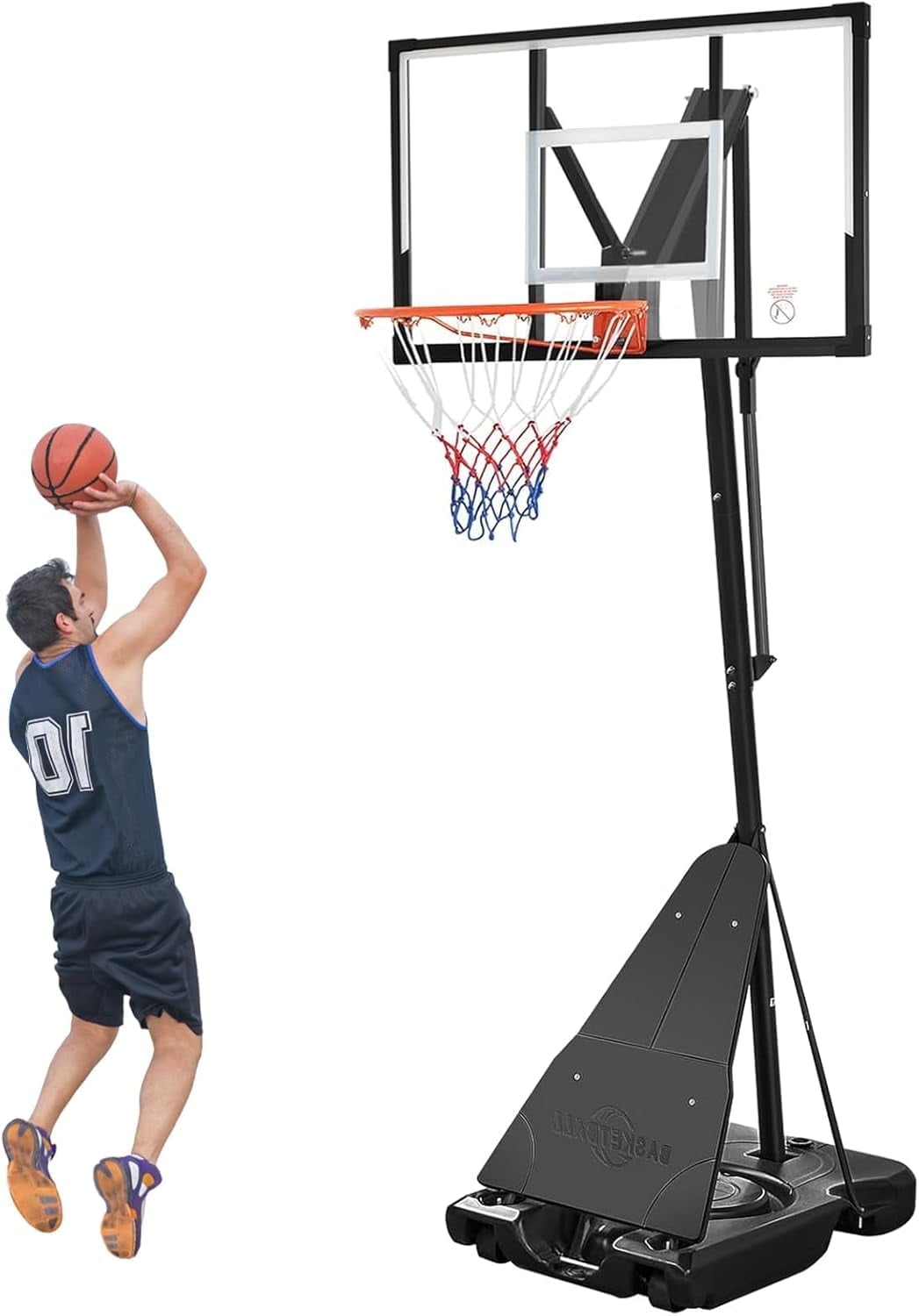 Basketball Hoop Outdoor, 5.2-10FT Height Adjustable Portable Basketball Hoops with 44 Inch Shatterproof Backboard, Basketball Goal System for Kids Youth and Adults in Backyard/Driveway/Indoor