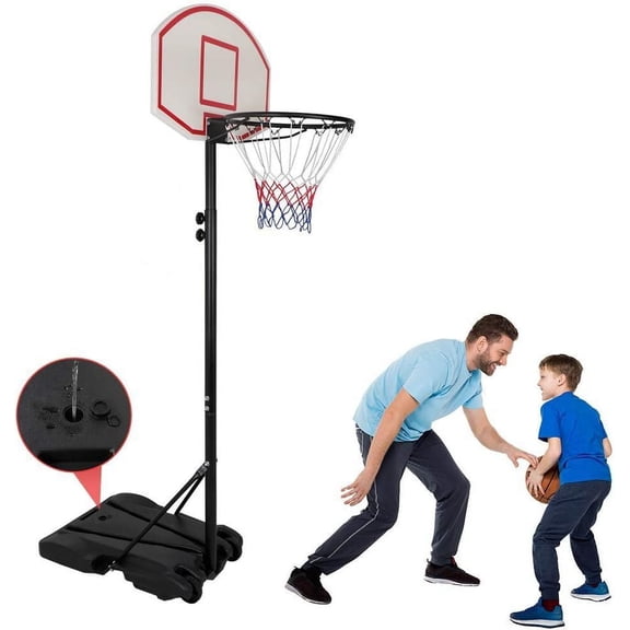 Basketball Hoop Outdoor 5.4-7 ft Adjustable Height, 28 Inch Backboard, Fillable Base, Portable Basketball Hoop & Goal Stand for Kids Adults