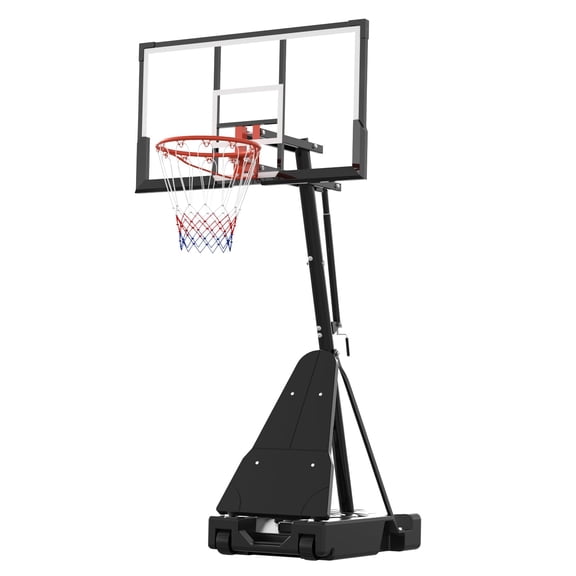 Basketball Hoop Outdoor with 52 Inch Shatterproof PC Backboard,4.9-10FT Height Adjustable Basketball Hoop Goal System,Mobile Stand with Wheels Weighted Base,Youth&Adults, Driveway Backyard Pool Play
