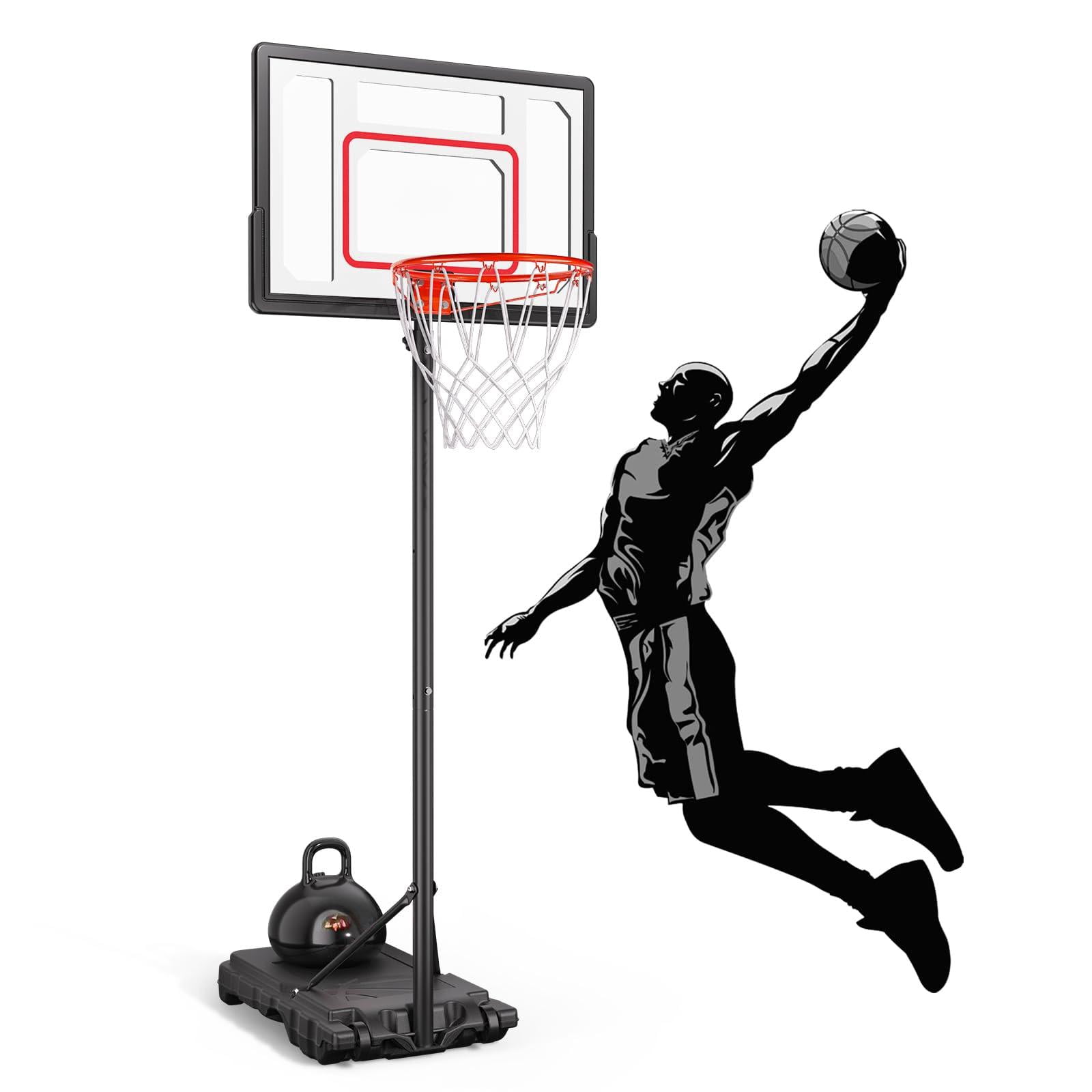 Basketball Hoop Outdoor Adjustable  33 Inch Portable Goal With Pc Backboard Fillable Base & 40 Lb Weight Ball For Backyard Driveway